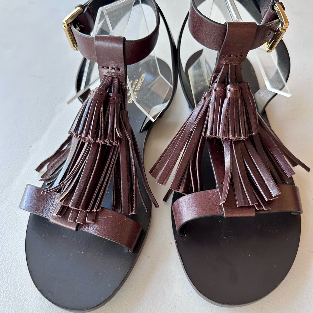 Michael Kors Womens Collection Steffi Leather Sandals Color Brown Size 39.5 - Picture 2 of 9